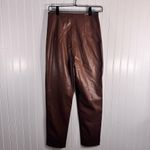ZARA Faux Leather Straight Leg Pleated High Waist Pants Brown Women’s Size Small Photo 8