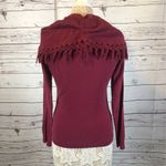 Anthropologie Angel of the north tassel Cowl neck sweater burgundy size small Photo 5