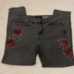 Aeropostale Gray Wash Girlfriend Jeans with Sparkly Rose Details Photo 1