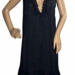 Vintage Black Nightgown Lace Collar & Hem Size undefined Photo 0