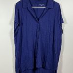 Eileen Fisher  Linen Shirt Dress Indigo Blue Collared Button Front M/M Photo 0