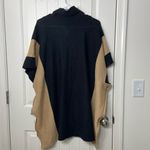 Ny Collection EUC ‎ women’s black tan buttoned crossover neck knit poncho sweater Photo 5