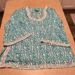 Escapada  Montreux beaded tunic 3/4 bell sleeves NWT size XL blouse aqua teal Photo 7