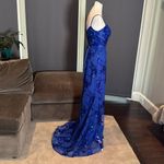 Women’s Blue Sparkly Mermaid Fit Prom Party Dress CrissCross Straps Size 2 Photo 5