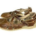 Josef Seibel Brown Leather Cross Strap Sandals Size 38/7 Comfortable Cushioned Photo 5