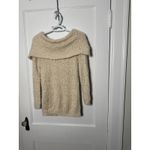 LC Lauren Conrad  Off the Shoulder Shimmer Oatmeal Tan Slouchy Sweater Medium Photo 1