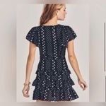 Love Shack Fancy  Higgins tiered mini dress black cotton-silk white star print 8 Photo 2