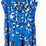 CAbi  Untamed Electric Blue Floral Handkerchief Hem Polka Dot Lined Dress Medium Photo 7