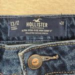Hollister  Ultra High Rise Mom Short 3" Inseam Distressed Frayed Hem Dark Wash Photo 1