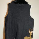 Vintage Lisa International Woman Reindeer‎ Vest Black Size XL Photo 2