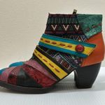 SOCOFY Women's Colorful Leather Woven Tapestry Boho Ankle Boots EU38/US7.5 Size undefined Photo 4