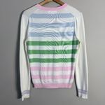 Brooks Brothers Cotton Tennis Striped V-Neck Sweater Pullover Women Medium White Photo 7