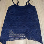 Navy Blue Crochet Tank top swimwear swimsuit Size XL Photo 0