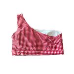 ALBION FIT Albion Icon One Shoulder Crop Swim Top L Red Gingham Print NWT New $88 RV Photo 2
