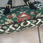 Y2k maxx brocade carpet handbag purse boho embroidered leather retro fall Green Photo 9