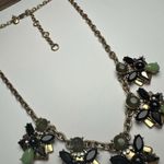 J.Crew  Green Black Rhinestone Gold Tone Statement Necklace Adjustable Length Photo 3