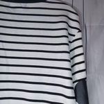 Allegra K  Women's Black and White Striped  Shirt With Hearts On The Elbows Photo 9