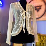 NWT Vintage Y2K New York & Company Long Sleeve Sheer Mesh Witchy Cardigan Size XS Photo 1