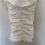 ZARA Draped Poplin Mini Dress White Off the Shoulder Ruched Size Small S Photo 8