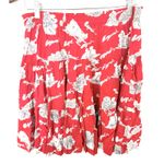 VTG Surya Red Tropical Print Elastic Waist Pull Up Mini Skirt Vacation Vibes M Size M Photo 7