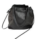 Madewell The Drawstring Transport Tote Saddle Bag Purse Black Leather Women's Photo 2
