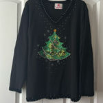 Quacker Factory  Women's Black XL Christmas sweater with sequined tree Photo 0