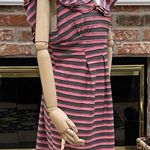 LK Collection pink & grey striped ruffled cocktail dress/ M /Excellent condition Photo 1