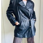 Vintage Lambskin Leather Coat Mens Size Large Black Buttery Soft Double Breasted Photo 4