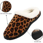 Brown Leopard Soft Microfiber Velvet House Shoes Indoor Outdoor Slippers 6.5 Multiple Photo 2