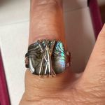 Silver Sparkle Allure Green Abalone Ring Size 9 Photo 4