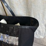 Victoria's Secret Metallic Sequin Striped Large Black Tote Gold Red Silver Photo 4