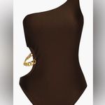 L'Agence L’AGENCE Ava Cutout Chain One-Shoulder Underwire One Piece Swimsuit,Small, $275 Photo 4