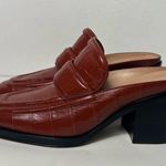 Bottega Veneta  Croc Embossed Square Toe Slip On Loafer Mules Heels Photo 7