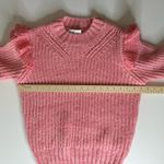 Greylin Womens Ruth Ruffle Shoulder Chunky Knit Sweater in Pink Sz S | Feminine Photo 13