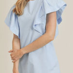 NWT Mable Womens Lilah Ruffle Statement Sleeve Mini Party Dress Size M Blue Size M Photo 0