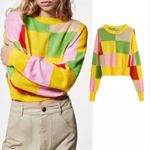 ZARA NWOT    ColorBlock Wool / Alpaca Blend Knit  Colorful Sweater  Blogger Fave Photo 4