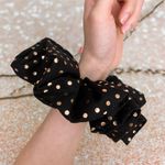 JUMBO Scrunchie Black And Rose Gold Polka Dots Oversized Scrunchie Photo 3