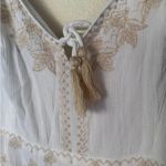 Japna  White Maxi Dress with Tan Detailing size medium Photo 2