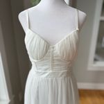 Iris  White Mesh Grecian Formal Dress Gown Size Medium FLAW Photo 4