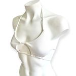🔃White Ribbed Bikini Swimsuit Top Size L Photo 1