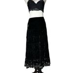 INC Crushed Black Velvet Sequin Maxi Skirt Size 2 | Y2K Boho Goth Holiday Party Photo 4