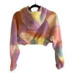 Urban Outfitters Out From Under Rainbow Tie Dye Sherpa Cropped Zip Hoodie XS NWT Photo 5