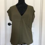 Three Eighty Two Three Eighty‎ Two Womens Blouse S Olive Green Jackson Surplice V-neck NWT Photo 3