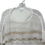 BeachLunchLounge  Striped Open Knit Sweater Size M Neutral Beige White Pullover Photo 2