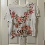 Free Kisses Women’s  White Top Shirt With Pink Flowers & Butterflies Plus Size 1X Photo 1