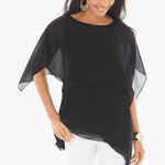 Chico's  Black Double-Layer‎ East West Flowy Top Size 3 (L) Photo 0