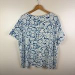Talbots  Seashell Tee 3X Blue Cotton‎ Blend V-Neck Stretch Coastal Beach Nautical Photo 3