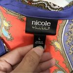 Nicole Miller paisley print button down blouse size large orange purple Photo 6