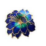 Vtg Gold Tone Enamel Cloisonne Flower Brooch Earrings Blue Green Floral Estate Photo 5