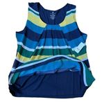 New York & Company Blue Green Yellow Striped Stretchy Sleeveless Knit Top Large Photo 8